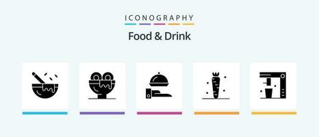 Food And Drink Glyph 5 Icon Pack Including food. carrot. food. restaurant. Creative Icons Design vector