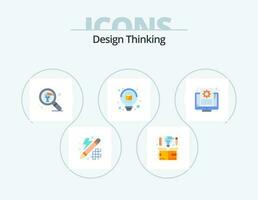 Design Thinking Flat Icon Pack 5 Icon Design. document. design. thinking. bulb. search vector