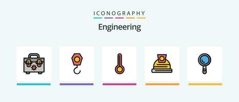 Ingenieria línea lleno 5 5 icono paquete incluso fábrica. construcción. tecnología barrera. conectar. creativo íconos diseño vector