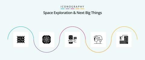 Space Exploration And Next Big Things Glyph 5 Icon Pack Including d. printing. global. human. interface vector