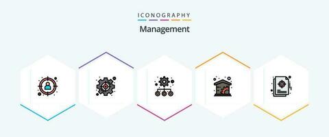 Management 25 FilledLine icon pack including focus. management. strategic. home. settings vector