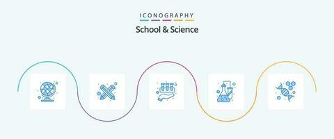 School And Science Blue 5 Icon Pack Including research. test. chemical. science. chemistry vector