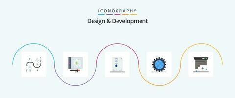 Design and Development Flat 5 Icon Pack Including development. coding. drawing. development. compressed vector