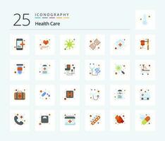 Health Care 25 Flat Color icon pack including protect. bacteria. genome. dna vector