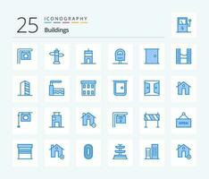 Buildings 25 Blue Color icon pack including home door. gate. signal. door. parking vector