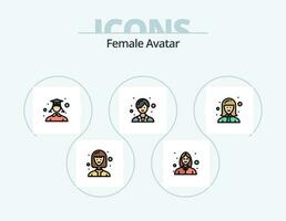 Female Avatar Line Filled Icon Pack 5 Icon Design. doctor. lady. beauty. female worker. avatar vector