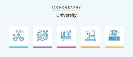 University Blue 5 Icon Pack Including online assignment. box. math. abacus. Creative Icons Design vector