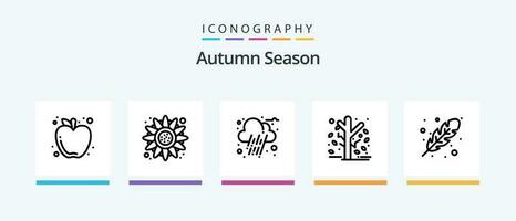 Autumn Line 5 Icon Pack Including fruit. apple. tree. wheat. autumn. Creative Icons Design vector