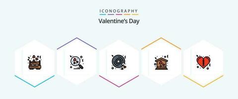 Valentines Day 25 FilledLine icon pack including zipper. heart. heart. move. house vector