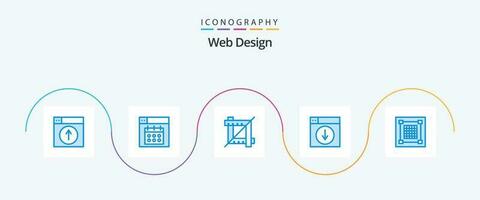 Web Design Blue 5 Icon Pack Including creative. down. date. download. web vector