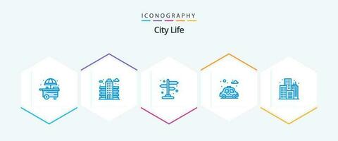 City Life 25 Blue icon pack including . building. direction. life. car vector