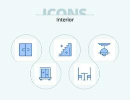 Interior Blue Icon Pack 5 Icon Design. lamp. furniture. decor. decor. stage vector