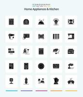 Creative Home Appliances And Kitchen 25 Glyph Solid Black icon pack  Such As kitchen. servise. heating. pallat. hotel vector