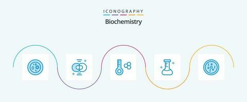 Biochemistry Blue 5 Icon Pack Including dish. laboratory. chemistry. flask. thermometer vector