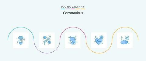 Coronavirus Blue 5 Icon Pack Including dirty. time. blood cell. pulse. beat vector