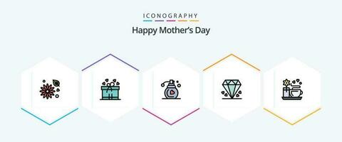 Happy Mothers Day 25 FilledLine icon pack including . coffee. fragrance. tea cup. mom vector