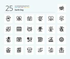 Earth Day 25 Line icon pack including green. environment. day. ecology. calender vector