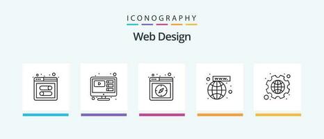 Web Design Line 5 Icon Pack Including picture. security. mobile. laptop. web. Creative Icons Design vector