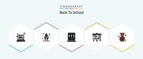 Back To School 25 FilledLine icon pack including school. badge. education. award. school vector