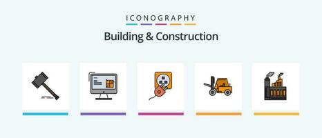 Building And Construction Line Filled 5 Icon Pack Including repair. building. tool. pipe. building. Creative Icons Design vector