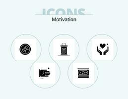 Motivation Glyph Icon Pack 5 Icon Design. love. hand. navigation. professor. conference vector