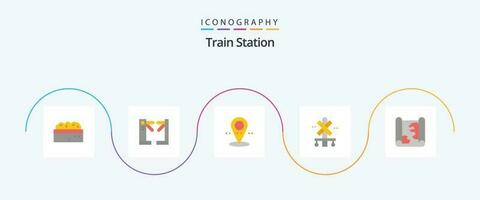 Train Station Flat 5 Icon Pack Including pin. location. location. train. sign vector
