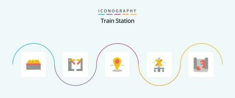 tren estación plano 5 5 icono paquete incluso alfiler. ubicación. ubicación. tren. firmar vector