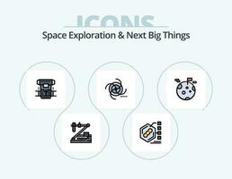 Space Exploration And Next Big Things Line Filled Icon Pack 5 Icon Design. helmet. cosmonaut. platform. astronaut. ship vector