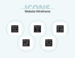 Website Wireframe Glyph Icon Pack 5 Icon Design. internet. browser. secure. website. alert vector