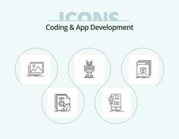 Coding And App Development Line Icon Pack 5 Icon Design. artificial. robot. pocket. mobile. app vector