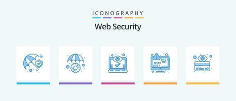 Web Security Blue 5 Icon Pack Including error. encoding. computer. data encryption. views. Creative Icons Design vector