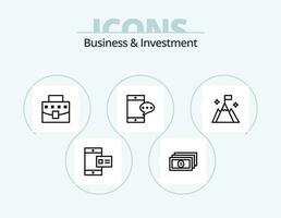 Business And Investment Line Icon Pack 5 Icon Design. dollar. globe. cloud. world. chatting vector