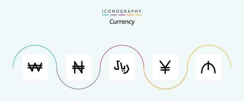 Currency Line 5 Icon Pack Including manat . yuan. coins . vector