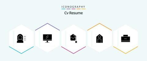 Cv Resume 25 Glyph icon pack including science. learn . education . hat vector