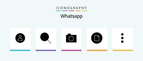 Whatsapp Glyph 5 Icon Pack Including phone. ui. camera. basic. document. Creative Icons Design vector