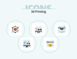 3d Printing Flat Icon Pack 5 Icon Design. . webd. cube. internet. gadget vector