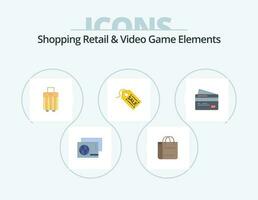 compras Al por menor y vídeo juego elementos plano icono paquete 5 5 icono diseño. crédito. venta. bolso . etiqueta . comercio electrónico vector