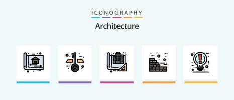 Architecture Line Filled 5 Icon Pack Including education. architect. power. idea. creative. Creative Icons Design vector