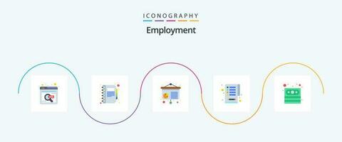 Employment Flat 5 Icon Pack Including payment. cash. note. tasks. checklist vector