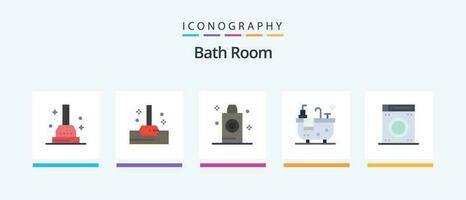 Bath Room Flat 5 Icon Pack Including . bath. room. machine. hub. Creative Icons Design vector