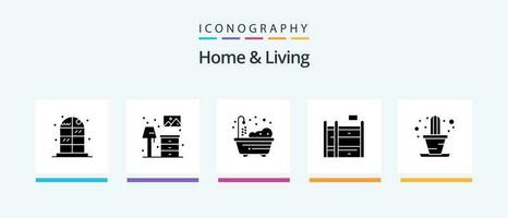 Home And Living Glyph 5 Icon Pack Including . plant. living. house. bunk bed. Creative Icons Design vector