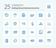 Banking Money And Business Economics 25 Blue Color icon pack including cut. business. money. calculator. banking vector