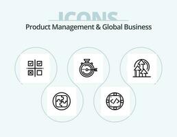 Product Managment And Global Business Line Icon Pack 5 Icon Design. open product. delegating. quality control. delegate. plan vector