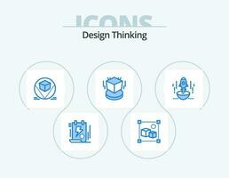 Design Thinking Blue Icon Pack 5 Icon Design. object. box. processing. 3d. store vector