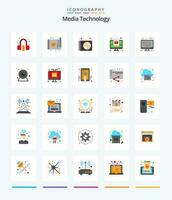 Creative Media Technology 25 Flat icon pack  Such As equalizer. media. app. marketing. technology vector