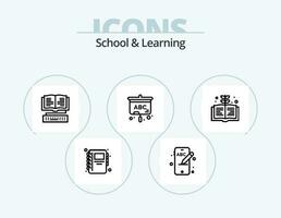 School And Learning Line Icon Pack 5 Icon Design. education. bulb. knowledge. puzzle. learn vector