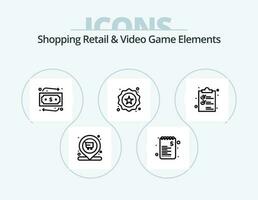 Shoping Retail And Video Game Elements Line Icon Pack 5 Icon Design. empire. crown. open. gps. direction vector