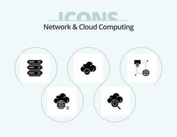 Network And Cloud Computing Glyph Icon Pack 5 Icon Design. technology. technology. computing. storage. cloud vector