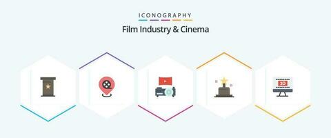 Cenima 25 Flat icon pack including . movie. projector. entertaiment. oscar vector