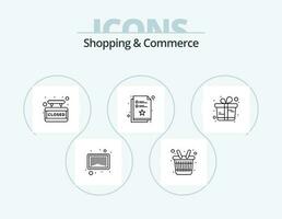 Shopping And Commerce Line Icon Pack 5 Icon Design. sale label. paper. explorer. money. bill vector